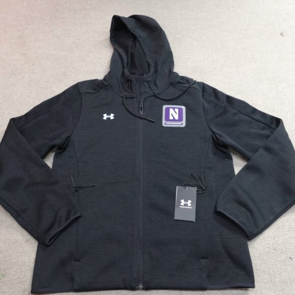 Under Armour Womens Jacket Medium Black Full Zip Storm Northwestern NEW - Picture 1 of 12